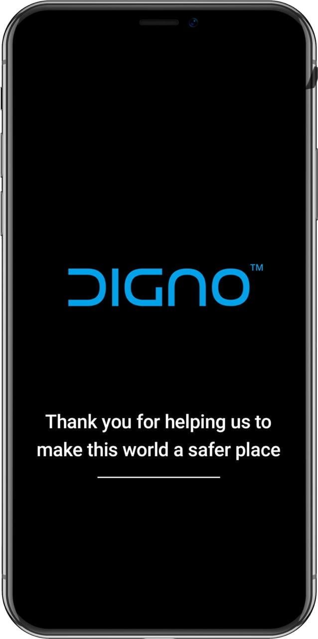 digno mobile app thank you for registering screen